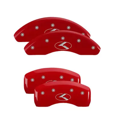 Sale MGP 4 Caliper Covers Engraved Front & Rear Circle K/Kia Red finish silver ch - 21181SCRKRD