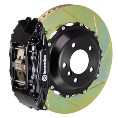 Today Only Brembo 82-89 6-Series Fr GT BBK 4Pis Cast 2pc 332x32 2pc Rotor Slotted Type1-Black - 1B2.7009A1