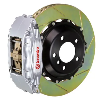 Fast Shipping Brembo 02-06 Q45 Front GT BBK 4 Piston Cast 2pc 355x32 2pc Rotor Slotted Type-1-Silver - 1B2.8017A3