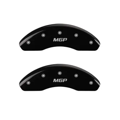 Free Returns MGP Front set 2 Caliper Covers Engraved Front MGP Black finish silver ch - 16212FMGPBK