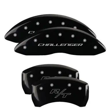Express Delivery MGP 4 Caliper Covers Engraved Front & Rear Cursive/Charger Black finish silver ch - 12005SCHSBK