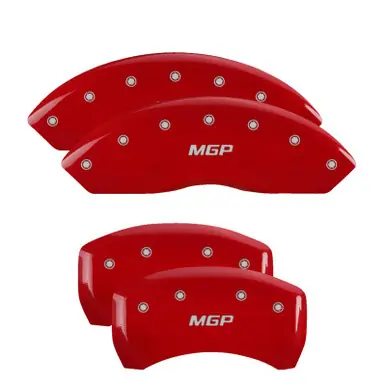 MGP 4 Caliper Covers Engraved Front & Rear MGP Red finish silver ch - 10197SMGPRD Professional Grade