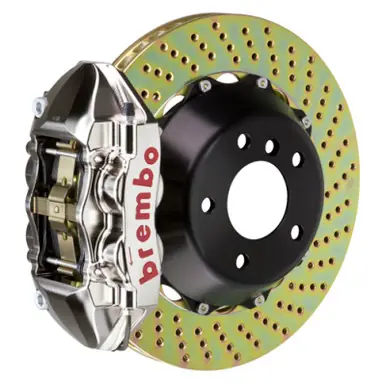 Brembo 09-17 CC 2.0T/VR6 Front GTR BBK 4 Piston Billet365x29 2pc Rotor Drilled- Nickel Plated - 1P1.8510AR Modern