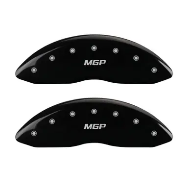 MGP 4 Caliper Covers Engraved Front & Rear MGP Black finish silver ch - 22133SMGPBK Direct From Factory