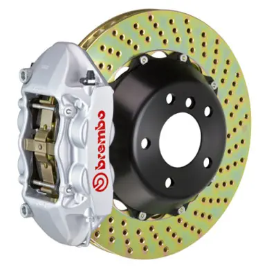 Brembo 07-15 Q7 (4L) Rear GT BBK 4 Piston Cast 380x28 2pc Rotor Drilled-Silver - 2P1.9012A3 Worldwide Shipping