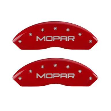 Limited Time MGP 4 Caliper Covers Engraved Front & Rear MOPAR Red finish silver ch - 42007SMOPRD