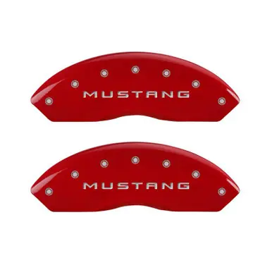 Special Offer MGP 4 Caliper Covers Engraved Front Mustang Engraved Rear 50 Red finish silver ch - 10198SM50RD