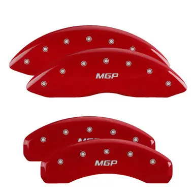 Best Seller MGP 4 Caliper Covers Engraved Front & Rear MGP Red Finish Silver Characters 2018 Nissan Titan - 17223SMGPRD