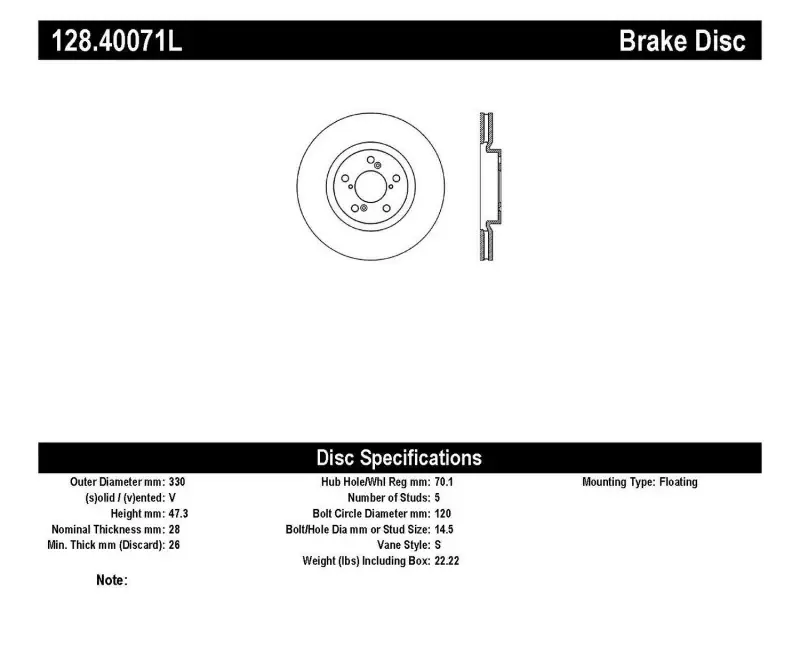 StopTech Drilled Sport Brake Rotor Warranty Included